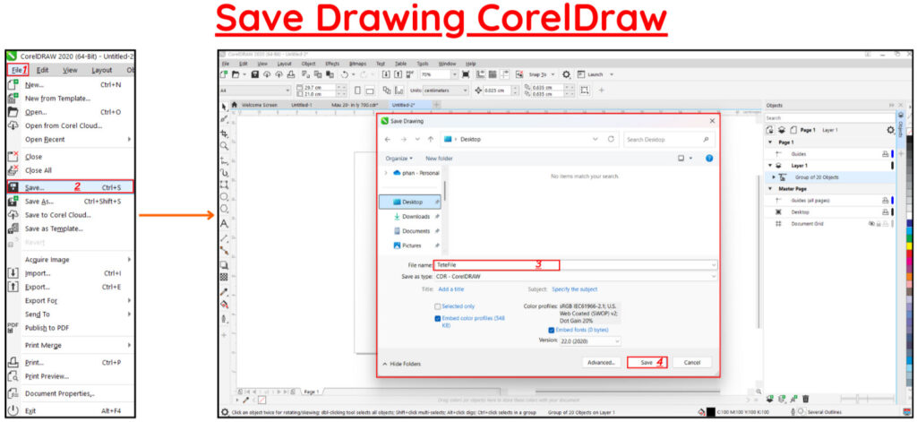 Lưu Document trong CorelDraw